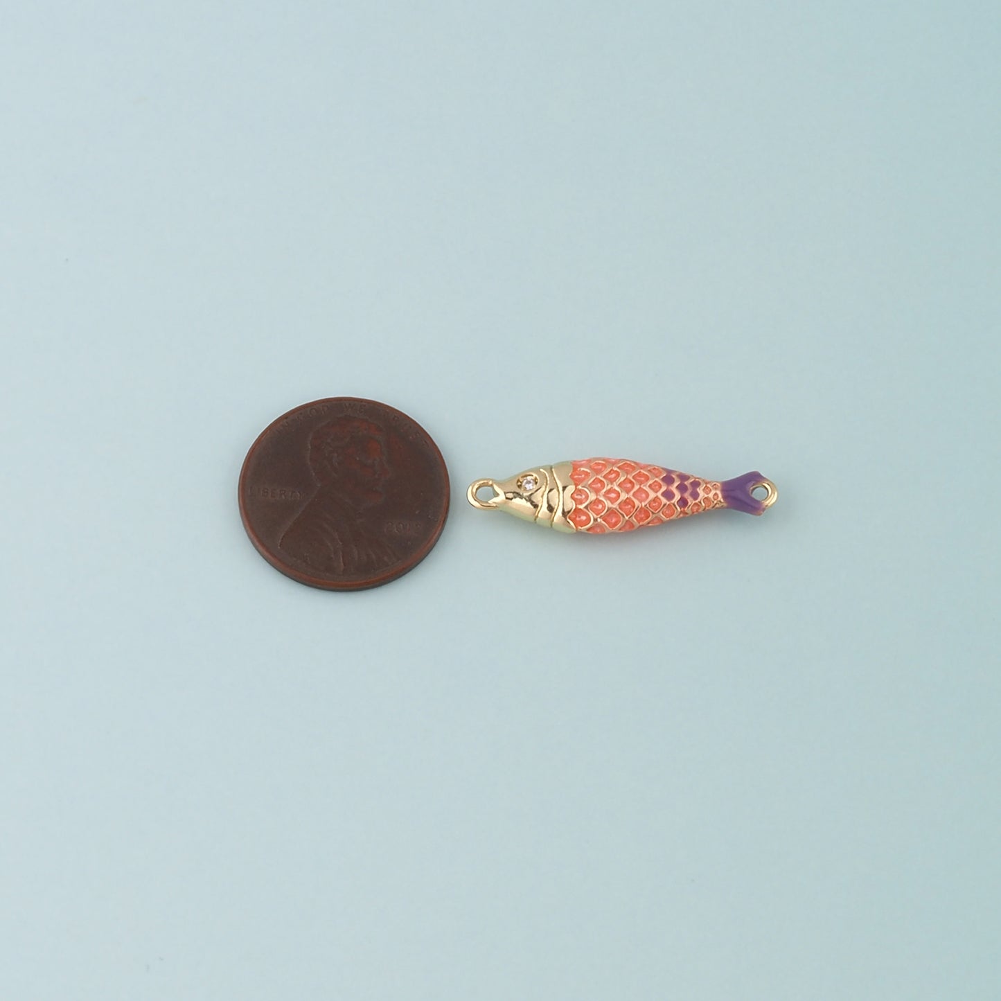 Gold Fish Connector,18K Gold Filled Fish Pendant,Enamel Ocean Charm Bracelet Necklace for DIY Jewelry Making Supply