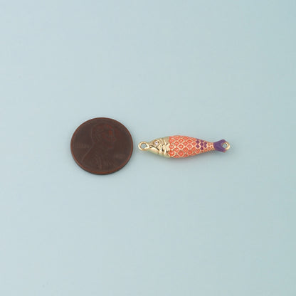 Gold Fish Connector,18K Gold Filled Fish Pendant,Enamel Ocean Charm Bracelet Necklace for DIY Jewelry Making Supply