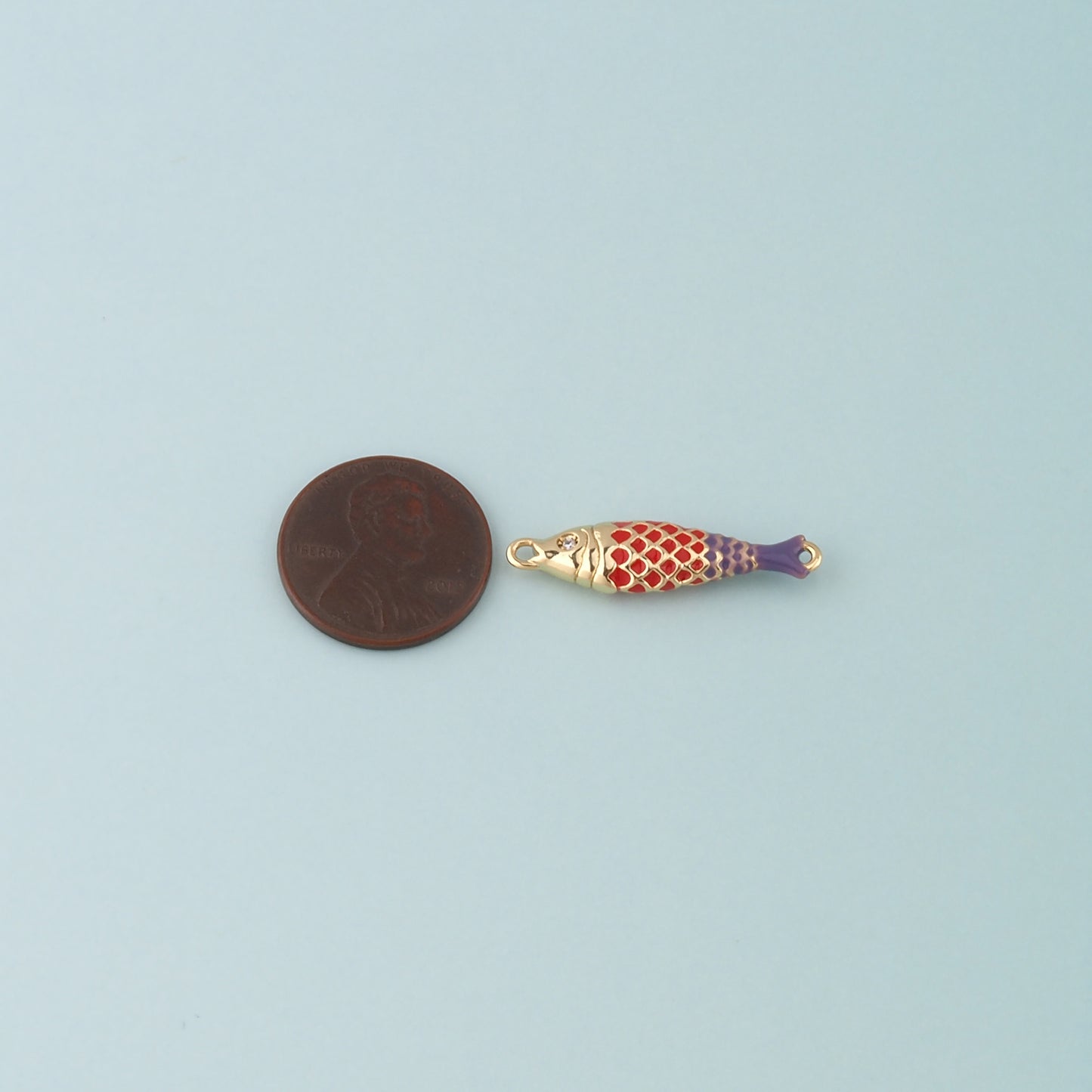 Gold Fish Connector,18K Gold Filled Fish Pendant,Enamel Ocean Charm Bracelet Necklace for DIY Jewelry Making Supply