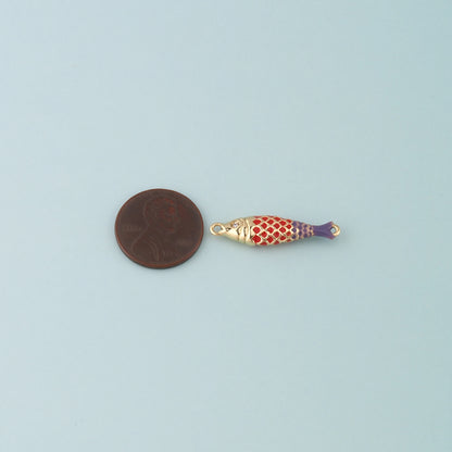 Gold Fish Connector,18K Gold Filled Fish Pendant,Enamel Ocean Charm Bracelet Necklace for DIY Jewelry Making Supply