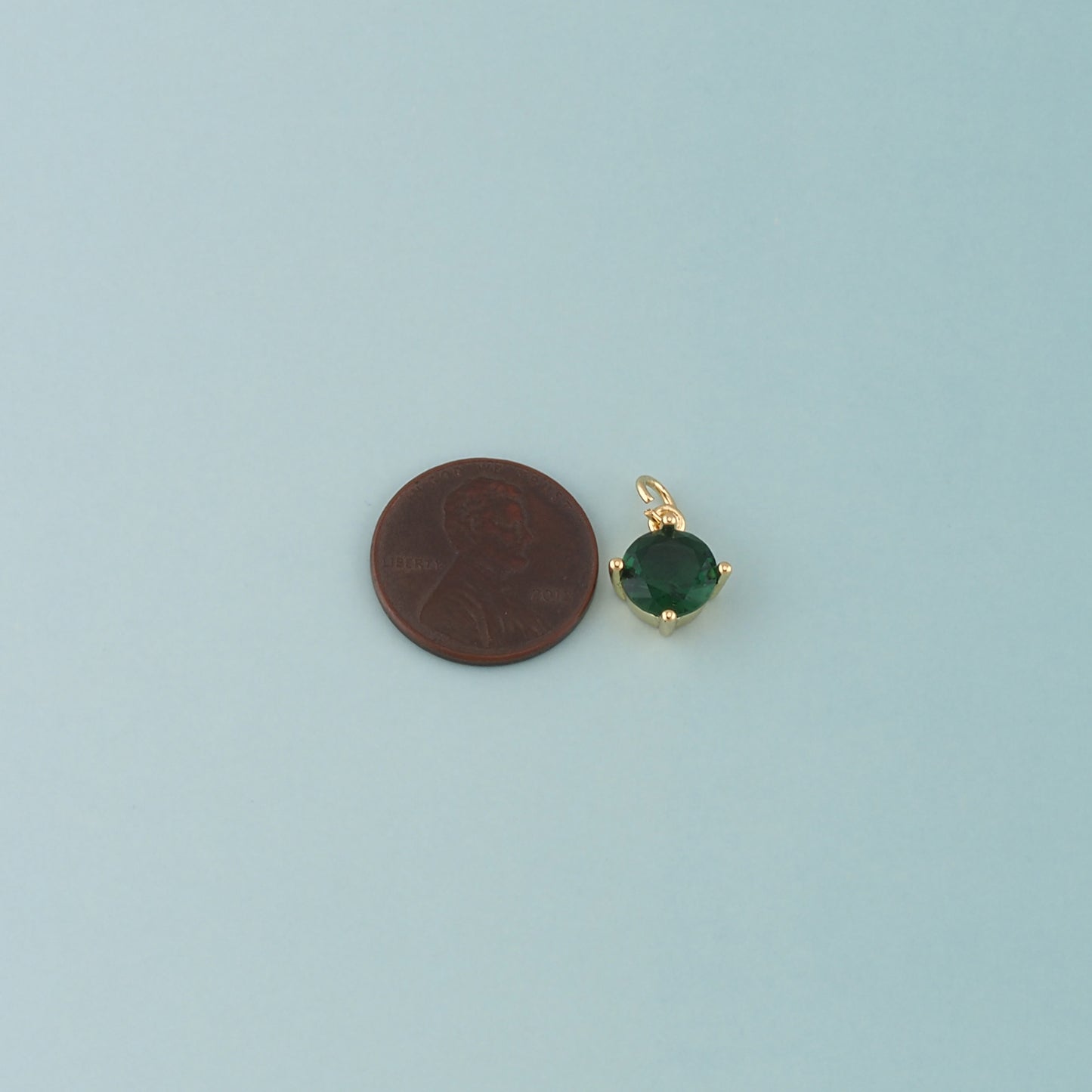 18K Gold Filled Round Pendant,Crystal Round Charm Bracelet Necklace for DIY Jewelry Making Supply