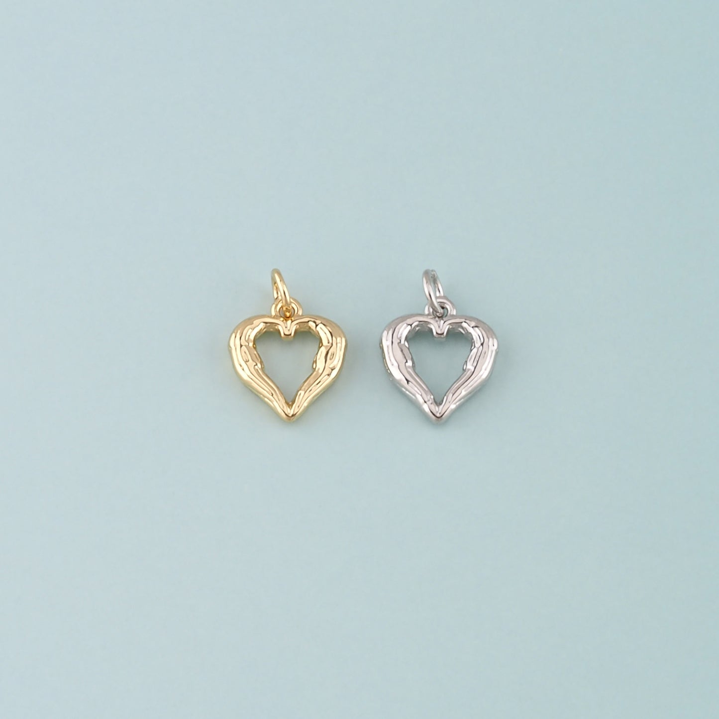 Gold Heart Charms,18K Gold Filled Heart Pendant,CZ Micro Pave Bow Charm Bracelet Necklace for DIY Jewelry Making Supply