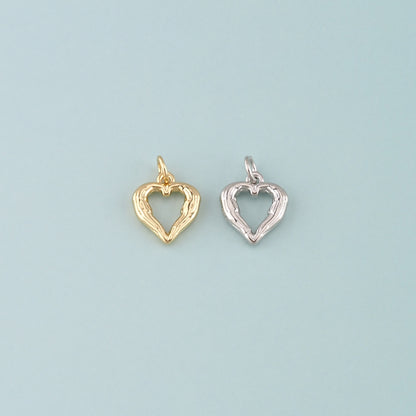 Gold Heart Charms,18K Gold Filled Heart Pendant,CZ Micro Pave Bow Charm Bracelet Necklace for DIY Jewelry Making Supply