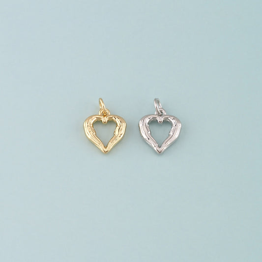 Gold Heart Charms,18K Gold Filled Heart Pendant,CZ Micro Pave Bow Charm Bracelet Necklace for DIY Jewelry Making Supply