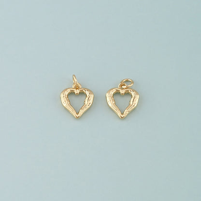 Gold Heart Charms,18K Gold Filled Heart Pendant,CZ Micro Pave Bow Charm Bracelet Necklace for DIY Jewelry Making Supply