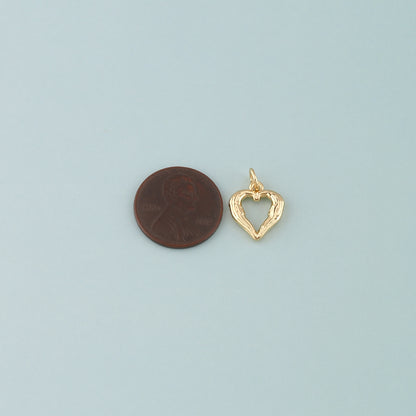 Gold Heart Charms,18K Gold Filled Heart Pendant,CZ Micro Pave Bow Charm Bracelet Necklace for DIY Jewelry Making Supply