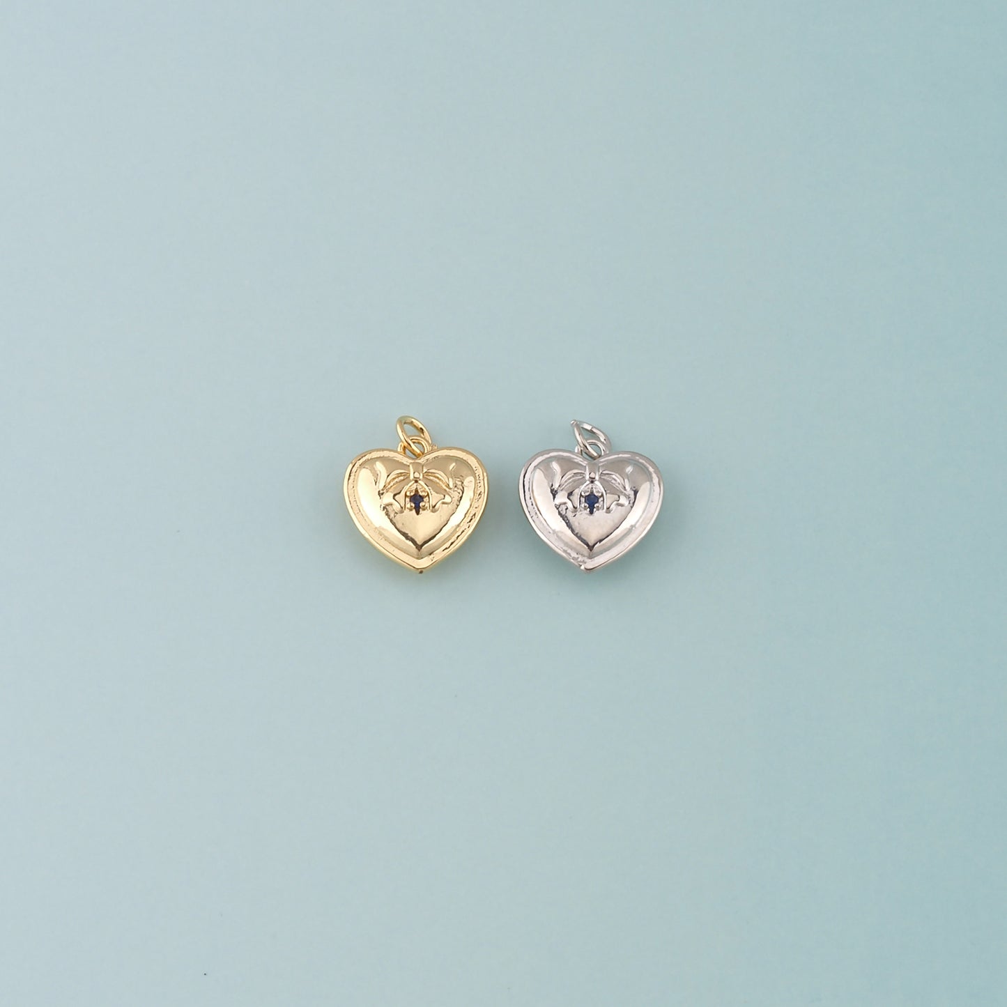 Gold Heart Charms,18K Gold Filled Heart Pendant,Heart Charm Bracelet Necklace for DIY Jewelry Making Supply
