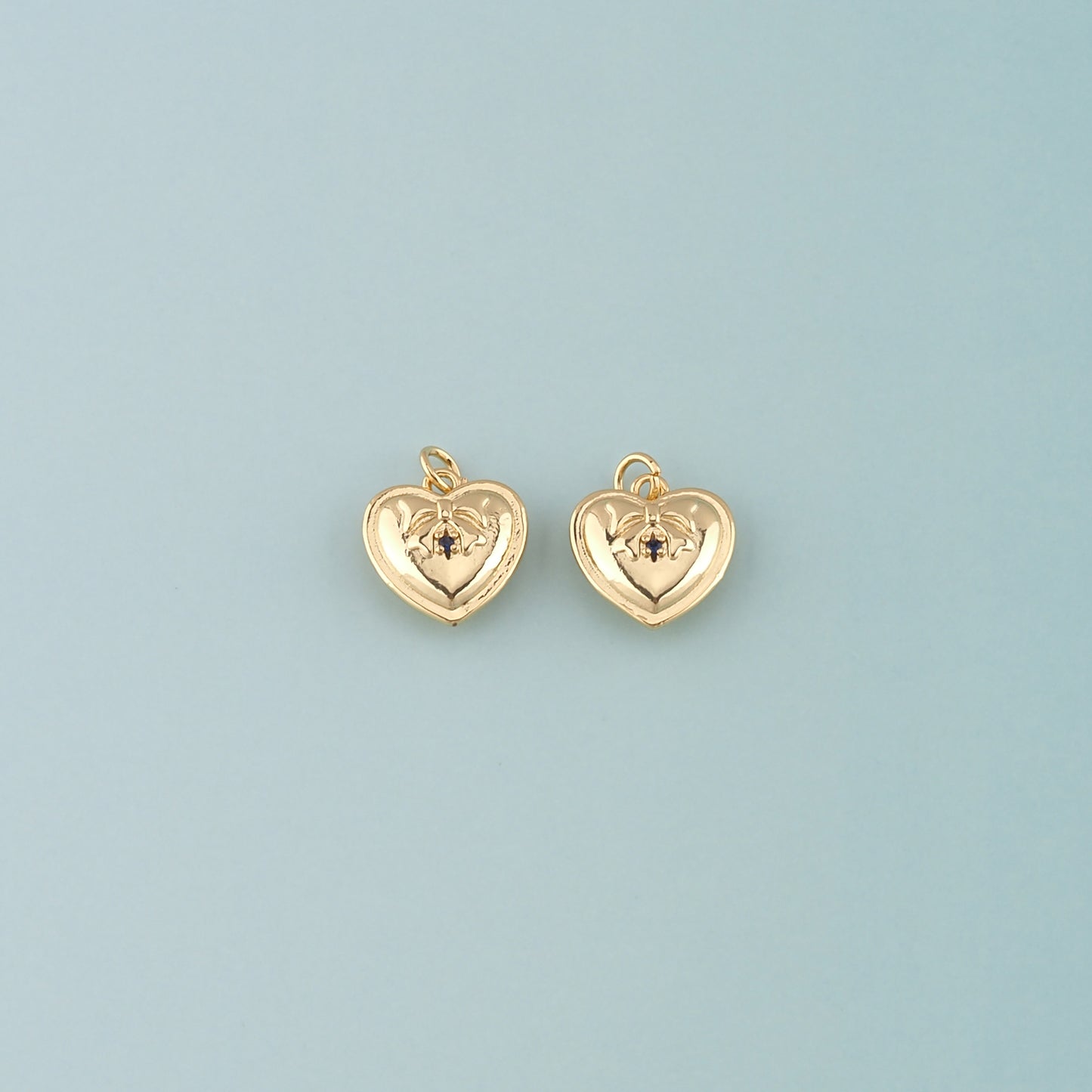 Gold Heart Charms,18K Gold Filled Heart Pendant,Heart Charm Bracelet Necklace for DIY Jewelry Making Supply