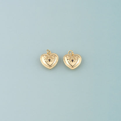 Gold Heart Charms,18K Gold Filled Heart Pendant,Heart Charm Bracelet Necklace for DIY Jewelry Making Supply