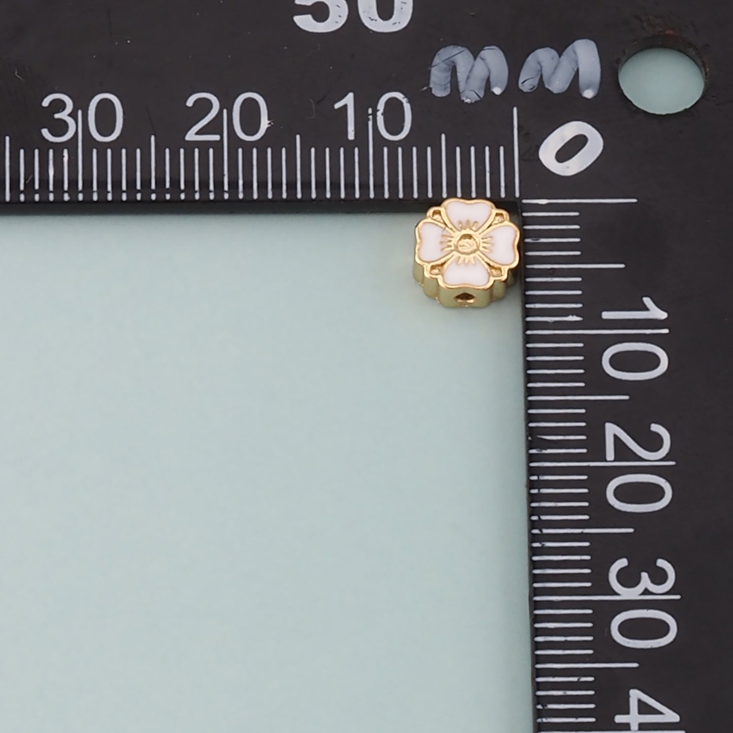 18K Gold Filled Flower Spacer Beads,Enamel Flower Charm Bracelet Necklace for DIY Jewelry Making Supply