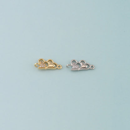 Gold Heart Charms,18K Gold Filled Heart Connector,CZ Micro Pave Heart Charm Bracelet Necklace for DIY Jewelry Making Supply