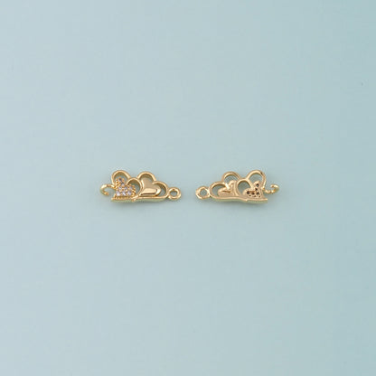 Gold Heart Charms,18K Gold Filled Heart Connector,CZ Micro Pave Heart Charm Bracelet Necklace for DIY Jewelry Making Supply