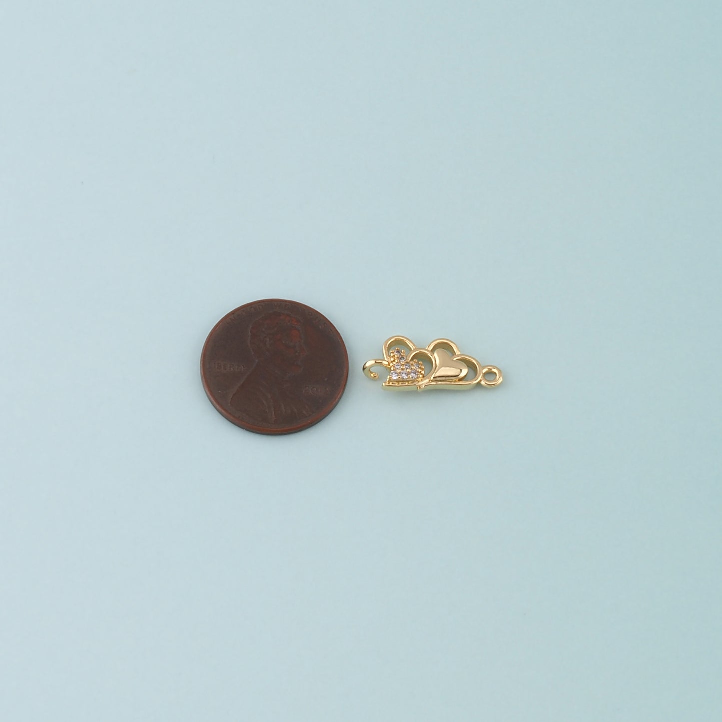Gold Heart Charms,18K Gold Filled Heart Connector,CZ Micro Pave Heart Charm Bracelet Necklace for DIY Jewelry Making Supply