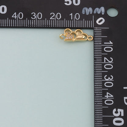 Gold Heart Charms,18K Gold Filled Heart Connector,CZ Micro Pave Heart Charm Bracelet Necklace for DIY Jewelry Making Supply