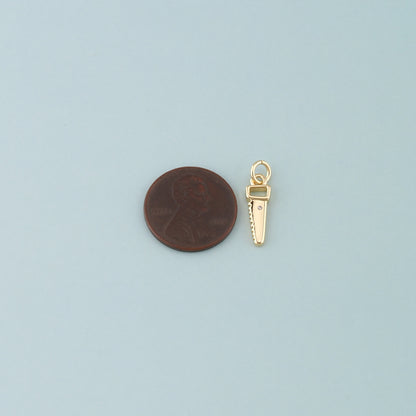 18K Gold Filled Saw Pendant,Dainty Tool Charm Bracelet Necklace for DIY Jewelry Making Supply