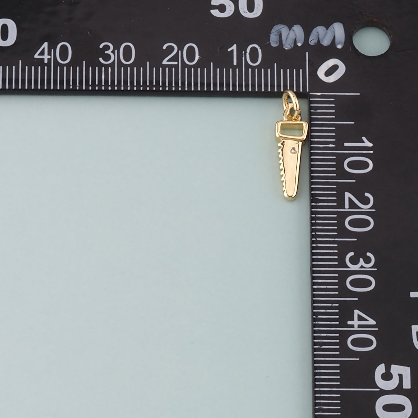 18K Gold Filled Saw Pendant,Dainty Tool Charm Bracelet Necklace for DIY Jewelry Making Supply