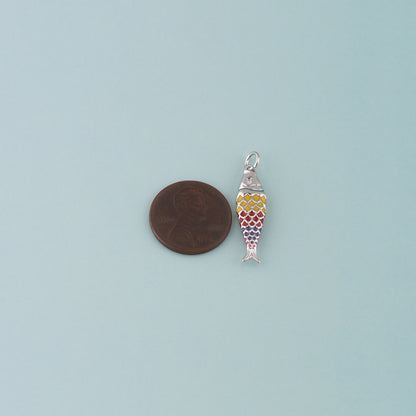 Silver Fish Pendant,Enamel Ocean Charm Bracelet Necklace for DIY Jewelry Making Supply