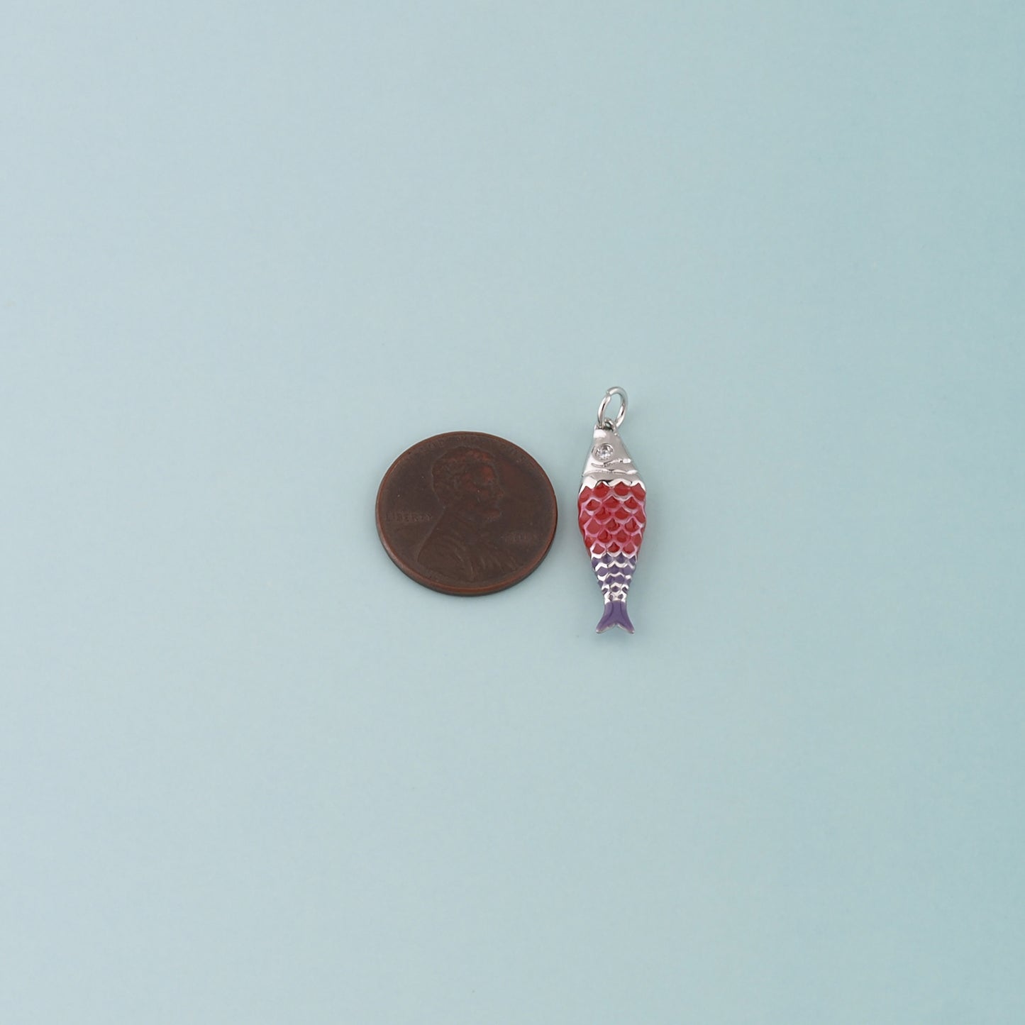 Silver Fish Pendant,Enamel Ocean Charm Bracelet Necklace for DIY Jewelry Making Supply