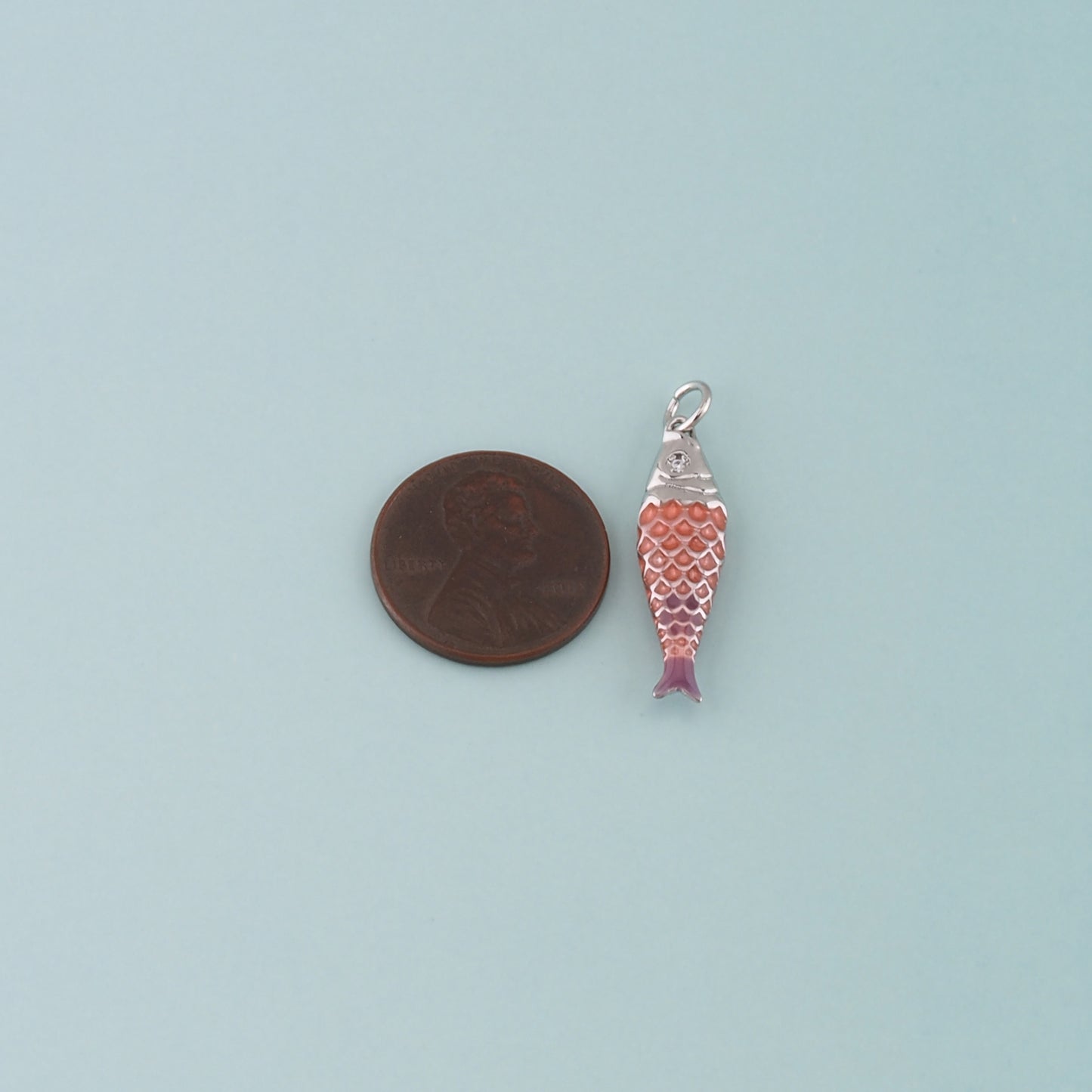 Silver Fish Pendant,Enamel Ocean Charm Bracelet Necklace for DIY Jewelry Making Supply