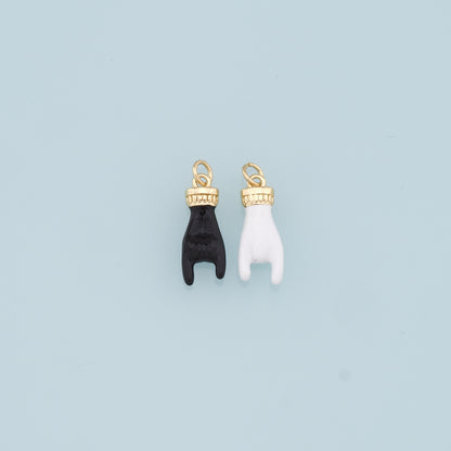 18K Gold Filled Gesture Pendant,Enamel Hand Gesture Charm Necklace for DIY Jewelry Making Supply