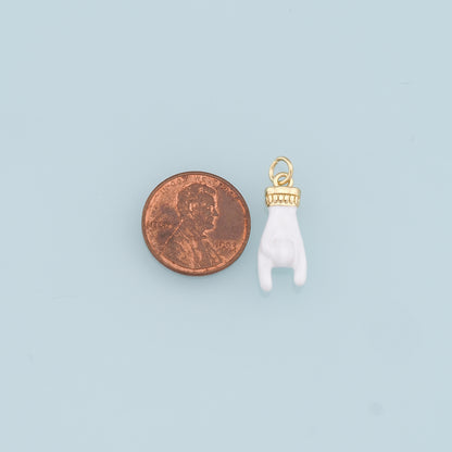 18K Gold Filled Gesture Pendant,Enamel Hand Gesture Charm Necklace for DIY Jewelry Making Supply