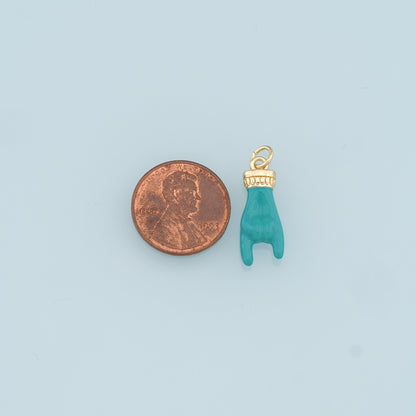 18K Gold Filled Gesture Pendant,Enamel Hand Gesture Charm Necklace for DIY Jewelry Making Supply