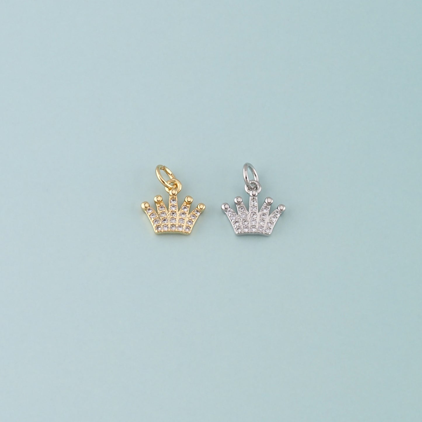 18K Gold Filled Crown Pendant,CZ Micro Pave Crown Charm Bracelet Necklace for DIY Jewelry Making Supply