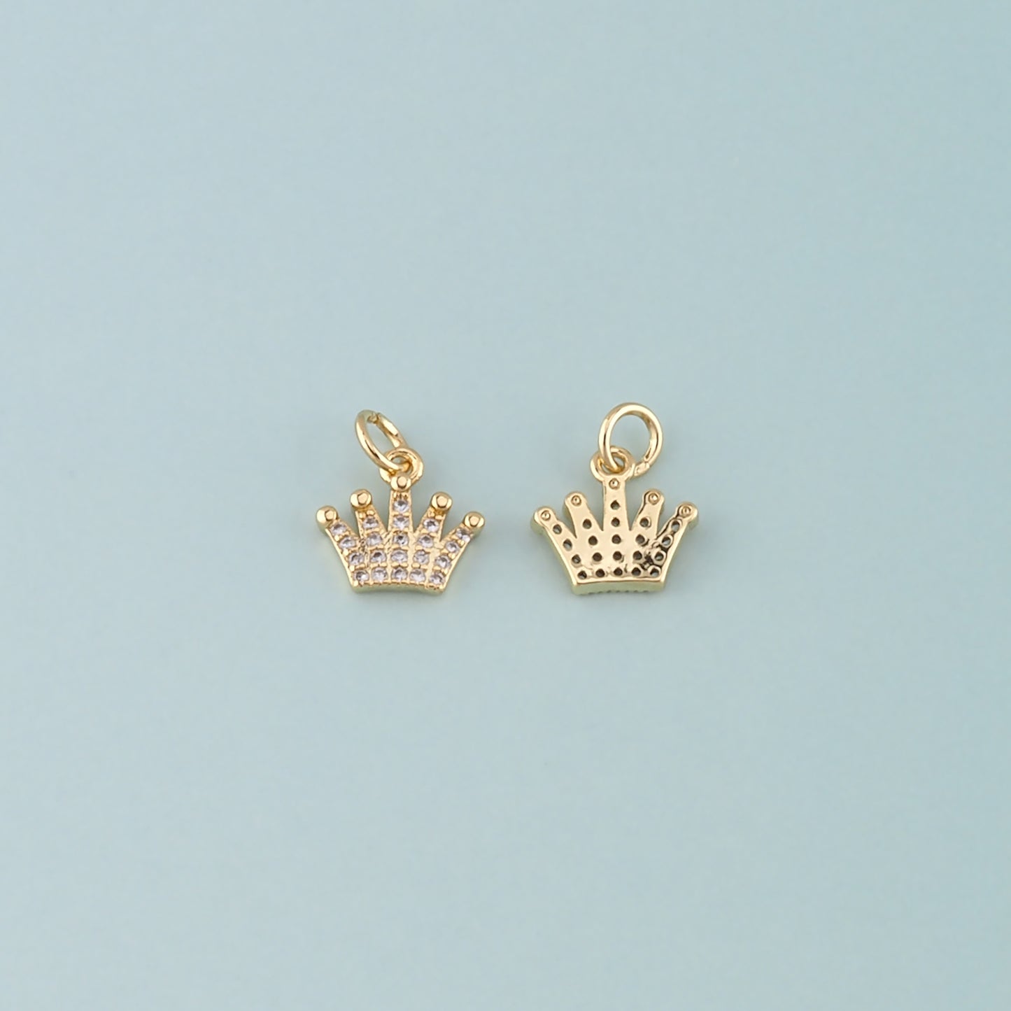 18K Gold Filled Crown Pendant,CZ Micro Pave Crown Charm Bracelet Necklace for DIY Jewelry Making Supply