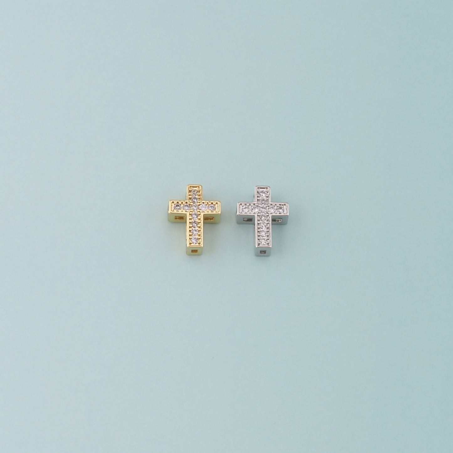 Gold Cross Spacer Beads Charms,18K Gold Filled Cross Bracelet Necklace for DIY Jewelry Making Supply