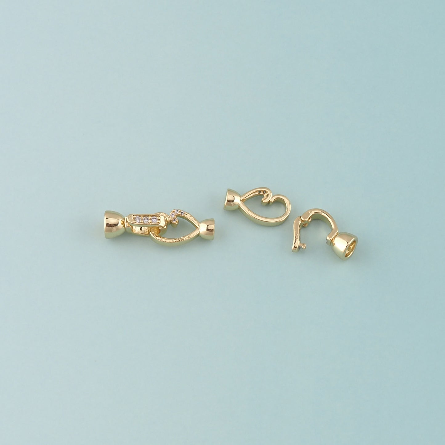 18K Gold Filled Heart Clasp,Carabiner Lock Connector for DIY Jewelry Finding Necklace Bracelet