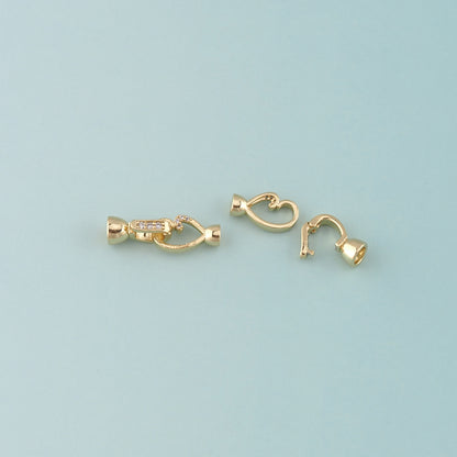 18K Gold Filled Heart Clasp,Carabiner Lock Connector for DIY Jewelry Finding Necklace Bracelet