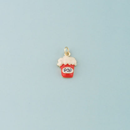 18K Gold Filled Popcorn Pendant,Enamel Popcorn Charm Bracelet Necklace for DIY Jewelry Making Supply