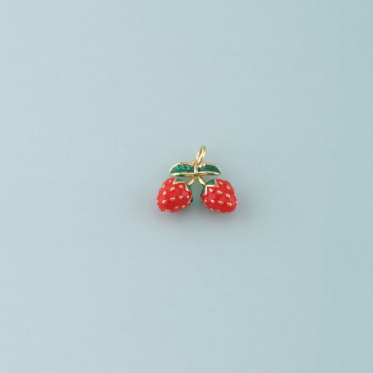 Gold Strawberry Charms,18K Gold Filled Strawberry Pendant,Enamel Fruit Charm Bracelet Necklace for DIY Jewelry Making Supply