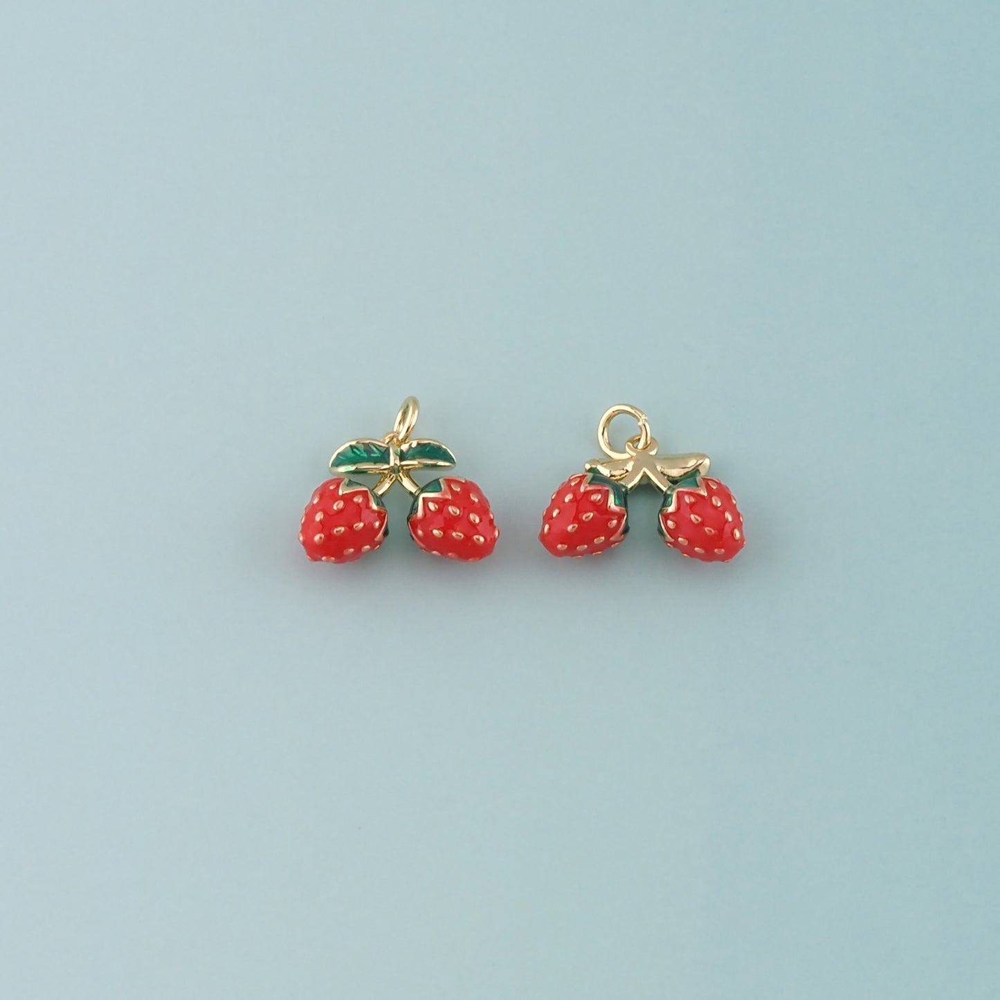 Gold Strawberry Charms,18K Gold Filled Strawberry Pendant,Enamel Fruit Charm Bracelet Necklace for DIY Jewelry Making Supply