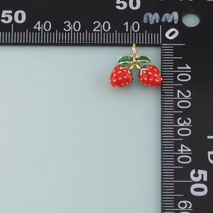 Gold Strawberry Charms,18K Gold Filled Strawberry Pendant,Enamel Fruit Charm Bracelet Necklace for DIY Jewelry Making Supply