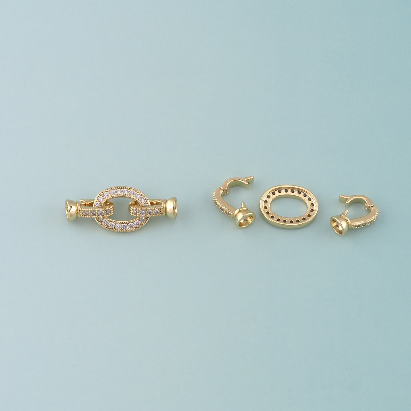 18K Gold Filled Oval Clasp,Carabiner Lock Connector,Spring Push Gate for DIY Jewelry Finding Necklace Bracelet