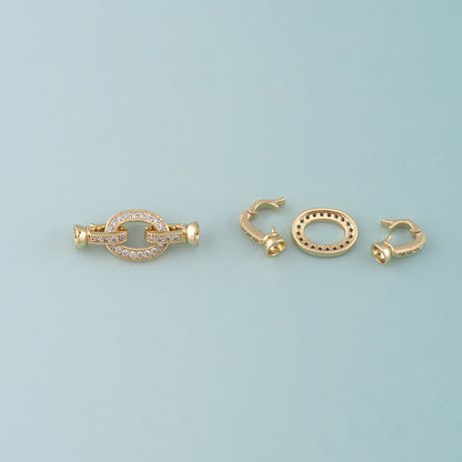 18K Gold Filled Oval Clasp,Carabiner Lock Connector,Spring Push Gate for DIY Jewelry Finding Necklace Bracelet