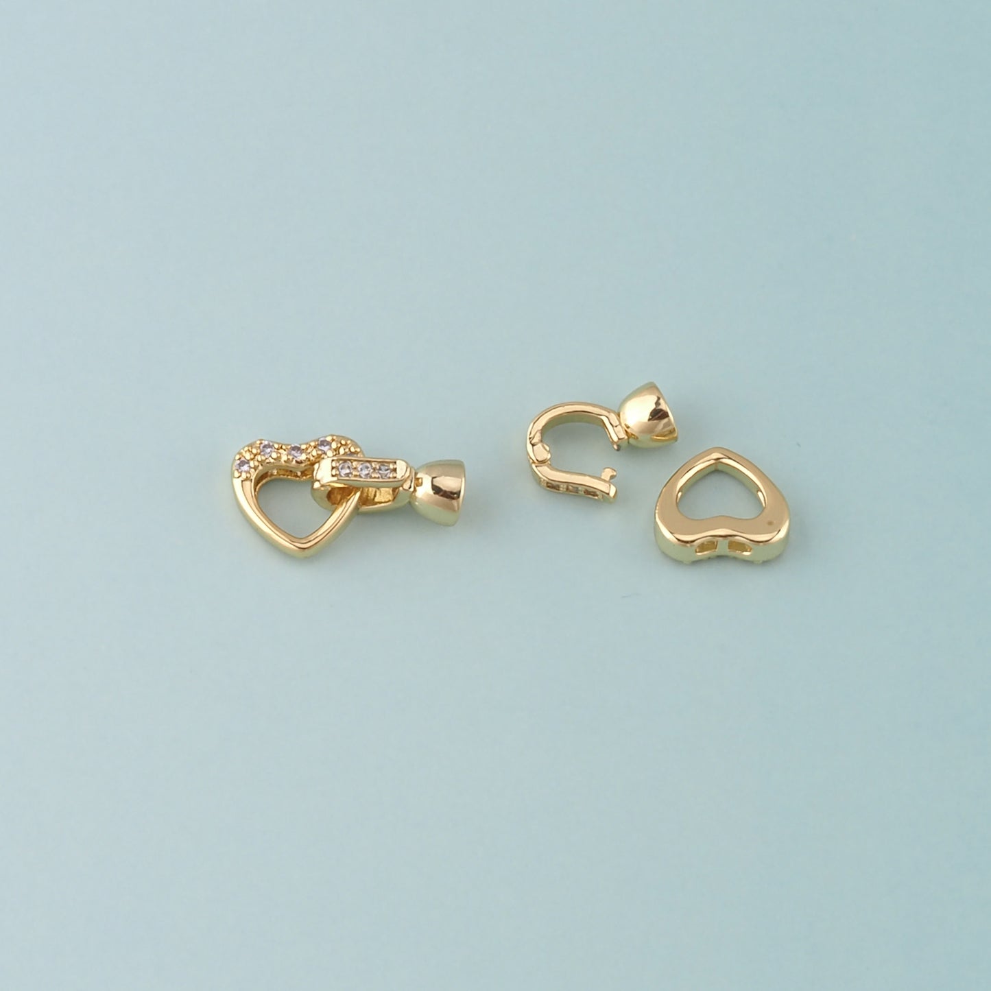 18K Gold Filled Heart Clasp,Carabiner Lock Connector for DIY Jewelry Finding Necklace Bracelet