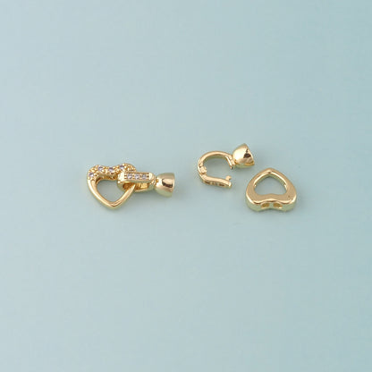 18K Gold Filled Heart Clasp,Carabiner Lock Connector for DIY Jewelry Finding Necklace Bracelet