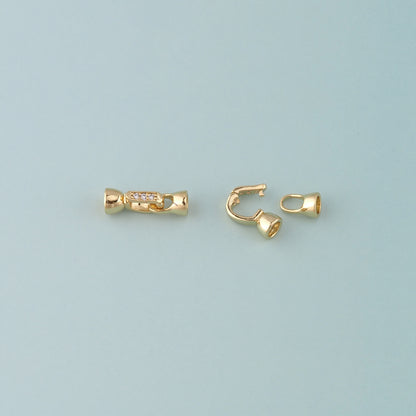 18k Gold Filled Interlocking Clasp,Connector End Cap Clasp for DIY Jewelry Finding Necklace Bracelet