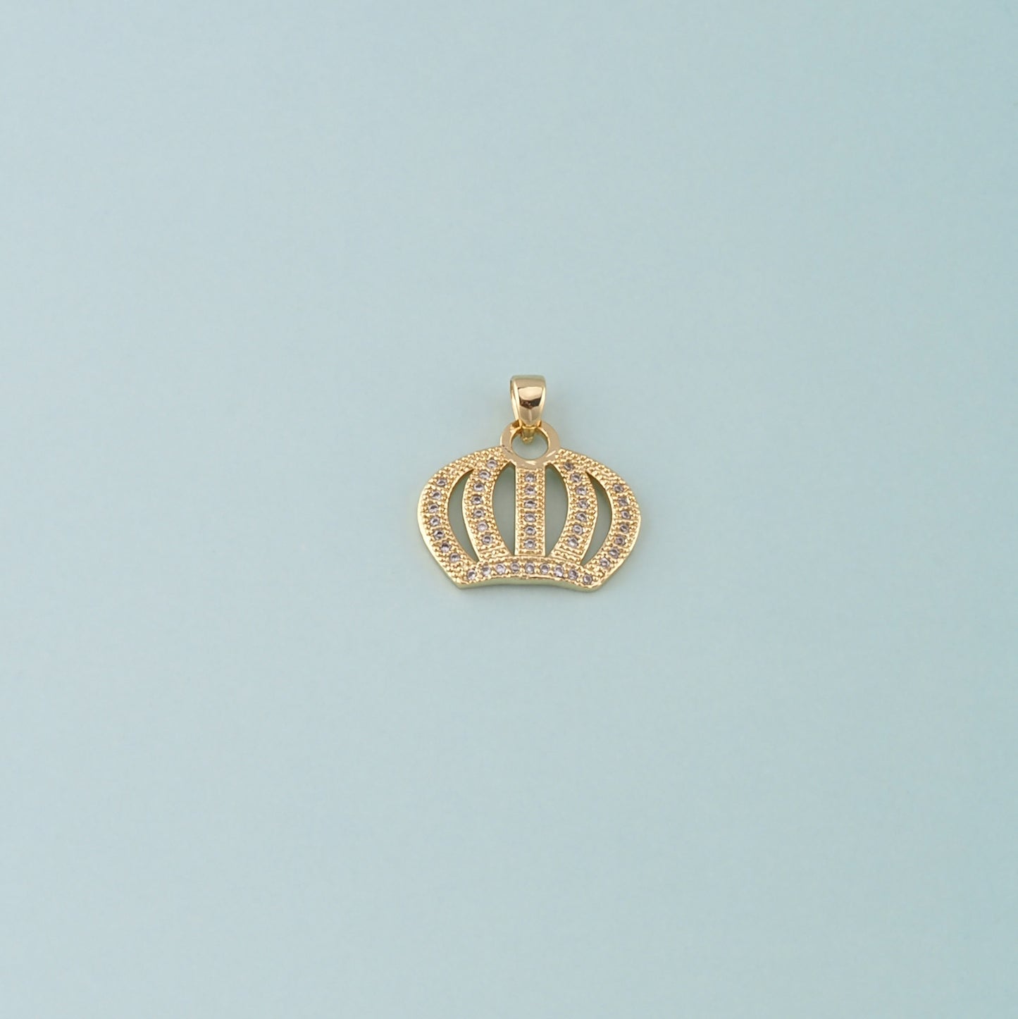 18K Gold Filled Crown Pendant,CZ Micro Pave Crown Charm Bracelet Necklace for DIY Jewelry Making Supply