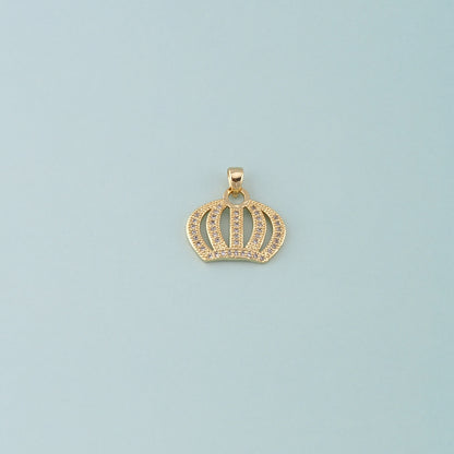 18K Gold Filled Crown Pendant,CZ Micro Pave Crown Charm Bracelet Necklace for DIY Jewelry Making Supply
