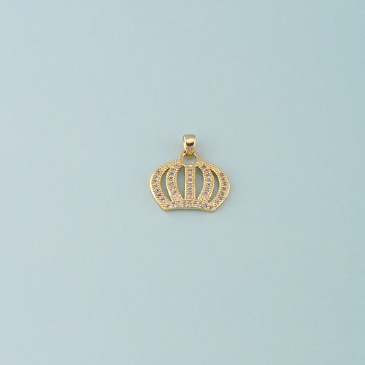 18K Gold Filled Crown Pendant,CZ Micro Pave Crown Charm Bracelet Necklace for DIY Jewelry Making Supply