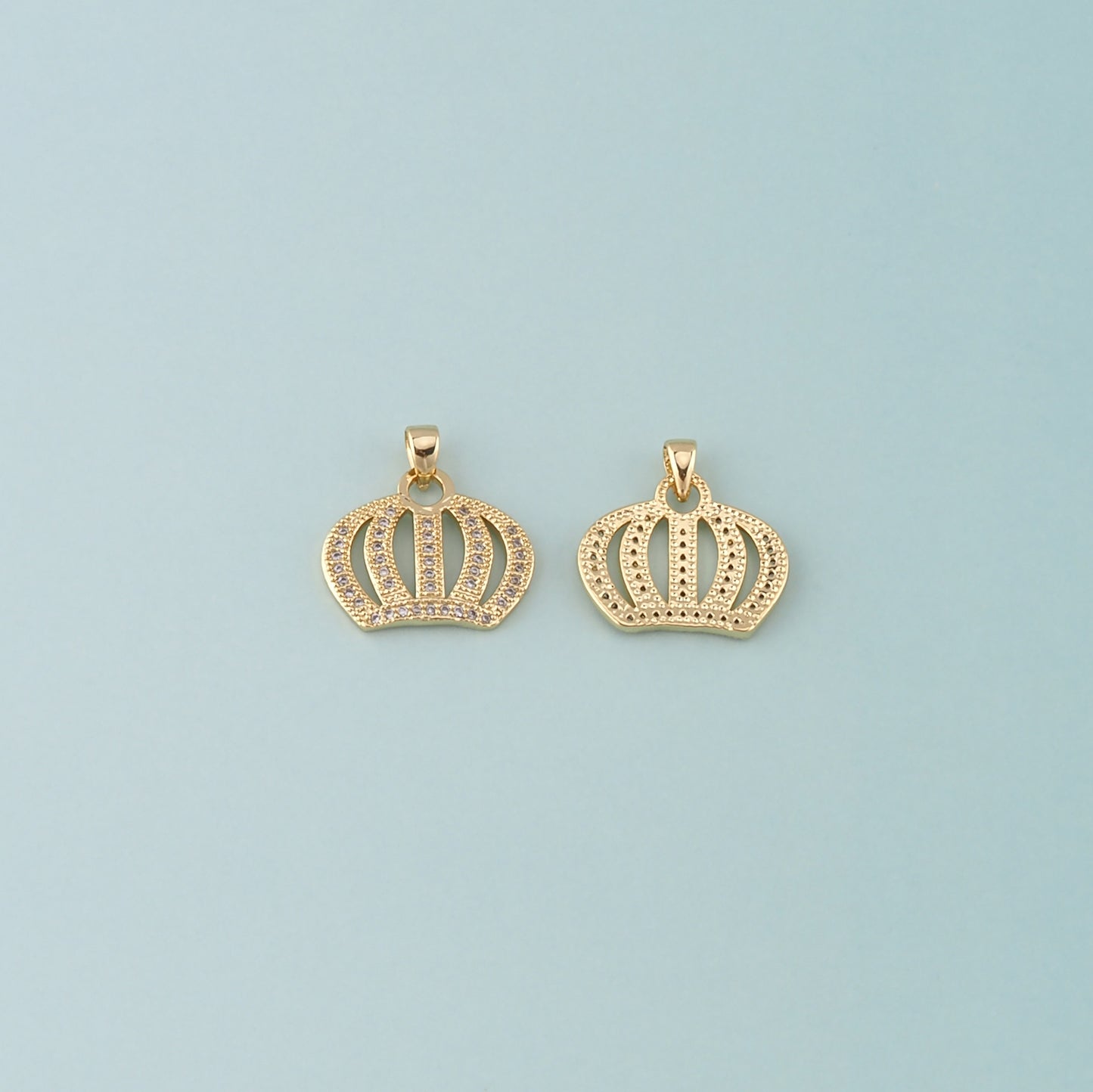 18K Gold Filled Crown Pendant,CZ Micro Pave Crown Charm Bracelet Necklace for DIY Jewelry Making Supply