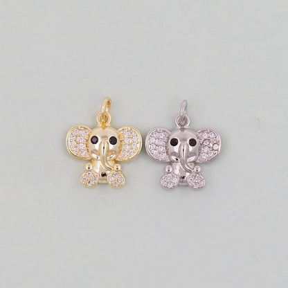 Gold Tiny Elephant Charms,18K Gold Filled CZ Elephant Pendant,Elephant Charm Bracelet Necklace for DIY Jewelry Making Supply