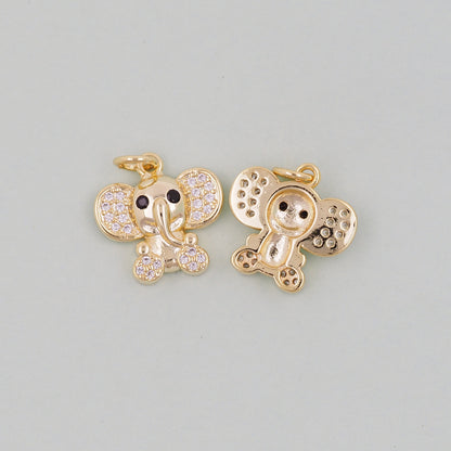 Gold Tiny Elephant Charms,18K Gold Filled CZ Elephant Pendant,Elephant Charm Bracelet Necklace for DIY Jewelry Making Supply