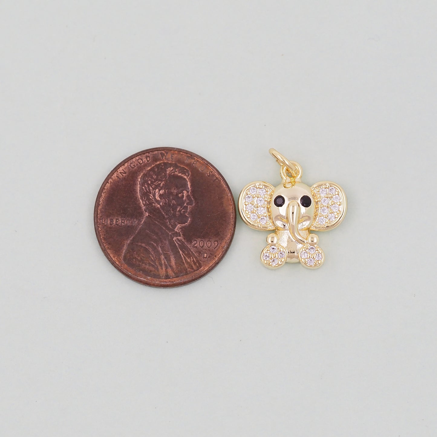 Gold Tiny Elephant Charms,18K Gold Filled CZ Elephant Pendant,Elephant Charm Bracelet Necklace for DIY Jewelry Making Supply
