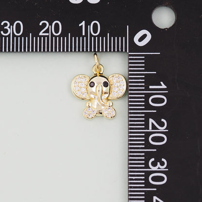 Gold Tiny Elephant Charms,18K Gold Filled CZ Elephant Pendant,Elephant Charm Bracelet Necklace for DIY Jewelry Making Supply
