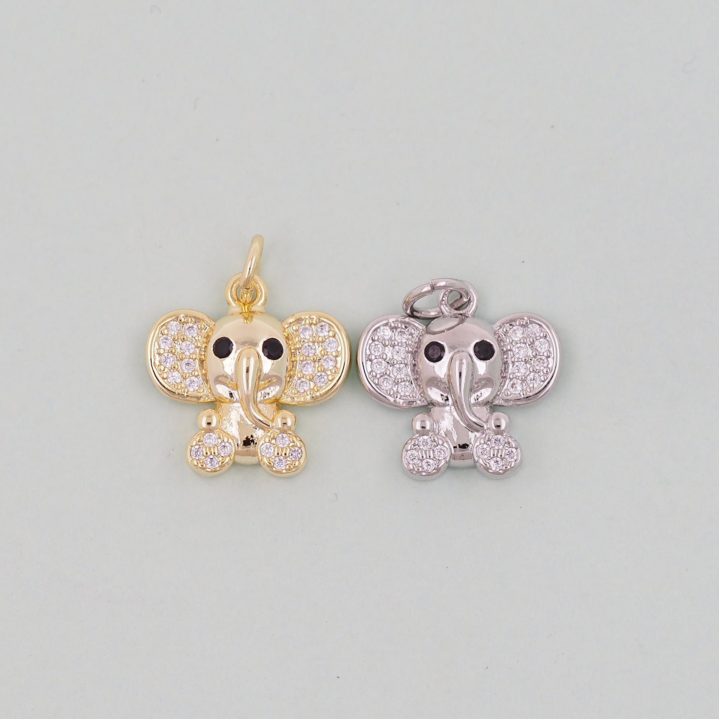 Gold Elephant Charms,18K Gold Filled CZ Elephant Pendant,Elephant Charm Bracelet Necklace for DIY Jewelry Making Supply
