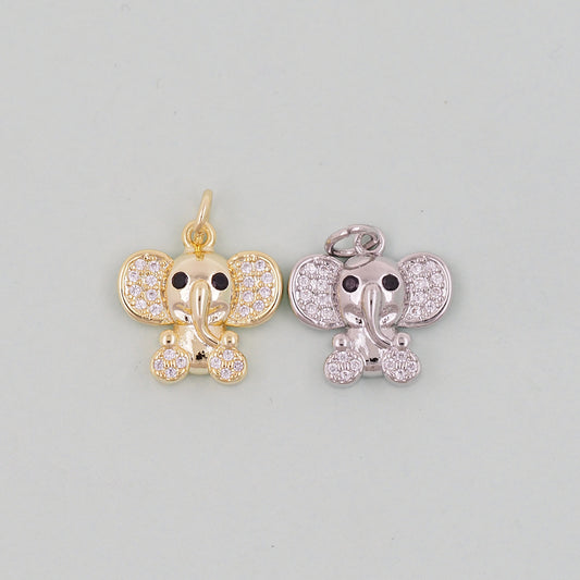 Gold Elephant Charms,18K Gold Filled CZ Elephant Pendant,Elephant Charm Bracelet Necklace for DIY Jewelry Making Supply